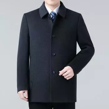 Autumn and winter double-sided woolen cashmere coat men s mid-length woolen woolen coat middle-aged and elderly dad lapel top 170