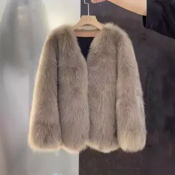 Autumn and Winter Environmentally Friendly Fur Fur Coat Women s Medium and Long Thickened Warm Light Luxury Fox Fur Coat S