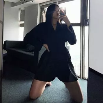 Autumn and Winter European and American Plus Size Ladies Slim Looking Long Sleeve Suit Dress Fabric new upgrade extended version M