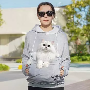 Autumn and winter European and American women s clothing pet cat parent-child clothing casual pullover sweater hooded dog dog jacket men s clothing S (bust 97cm)