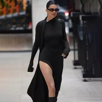 Autumn and Winter Fashion Adult Lady like Woman Wind Kendall Same Style Dress Black M code
