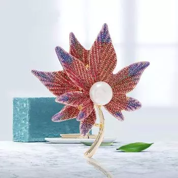 Autumn And Winter Fashion Classic Maple Leaf Brooch Simple And Elegant Dripping Corsage Coat And Suit Accessories Gifts красный