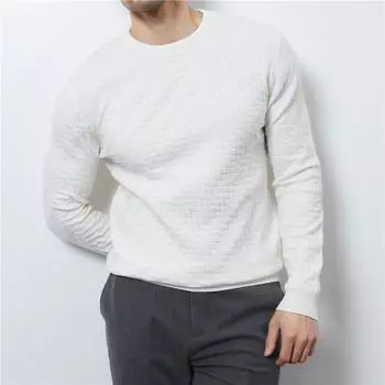 Autumn and Winter Fashion Jacquard Crew Neck Sweater Men s Pullover Slim Knit Sweater Men s Sweater M