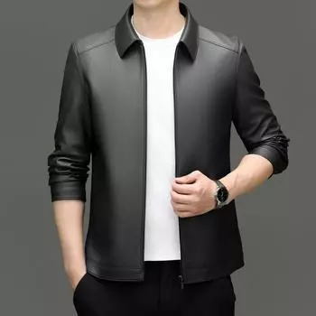 Осенне-зимняя модная кожаная куртка с лацканами, повседневная деловая куртка, модная мужская кожаная куртка, однотонная кожаная куртка для мужчин 170