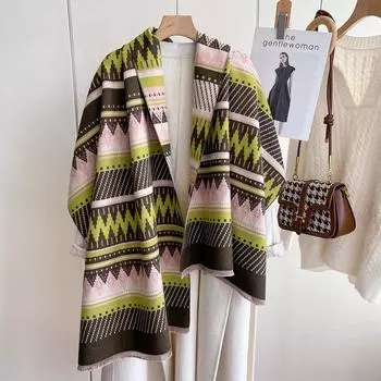 Autumn And Winter Fashion Winter Thickened Cold Scarf Shawl Warm Scarf Women 190*65 коричневый