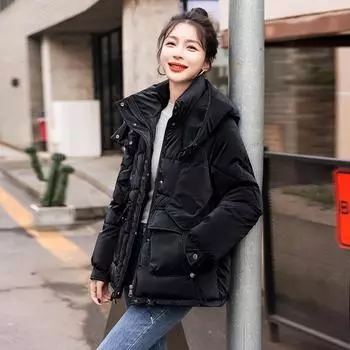 Осенне-зимняя модная женская куртка из хлопка, короткая пуховая куртка из хлопка, корейская версия, свободная повседневная куртка из хлопка, куртка, хлопковое пальто XXL белый