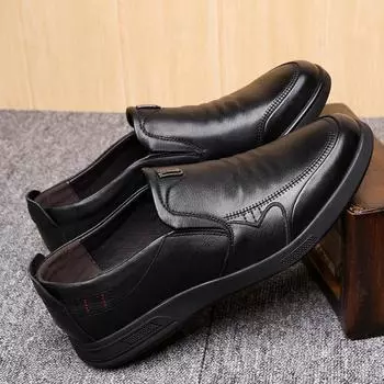 Autumn and winter first-layer cowhide men s shoes trendy soft bottom soft surface leather casual shoes one pedal versatile leather shoes 38