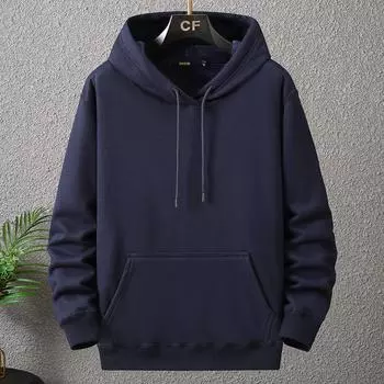 Autumn and Winter Fleece Pullover Hooded Sweatshirt with Added Fat and Loose Fit Large Size L-12XL Men s Super Soft and Comfortable Hoodie XL чёрный