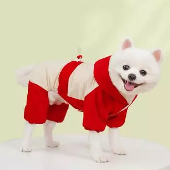 Autumn and winter four-legged pet clothes dog cotton clothes medium and large dogs dog cat waterproof products jacket XS (back length 20cm 1-1.5kg pet)