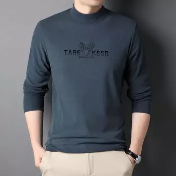 Autumn and Winter German Velvet Half Turtleneck T-shirt Men s Fashion Simple Solid Color Men s Long-sleeved Tops Bottoming Shirt T-shirt for Men M