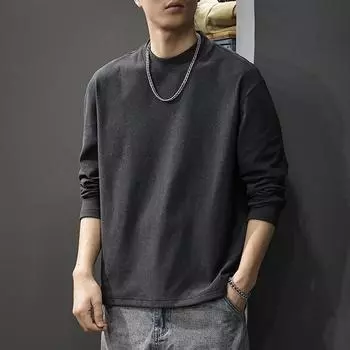 Осенне-зимняя немецкая бархатная теплая внутренняя рубашка, мужская американская повседневная однотонная осенняя свободная кофта с круглым вырезом M