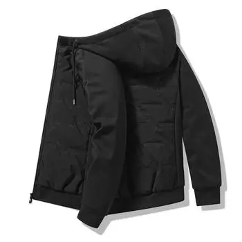 Осенне-зимняя куртка из графенового хлопка, теплая и холодостойкая молодежная хлопковая куртка, хлопковая куртка свободного кроя с капюшоном, мужская одежда для защиты от холода 6XL чёрный