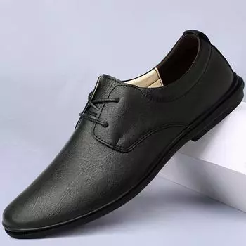 Autumn and winter handmade men s flat-bottomed small leather shoes business trend versatile casual lace-up single shoes cross-leathershoes 37 чёрный