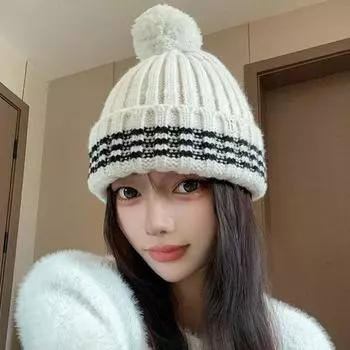 Autumn and winter hats Women s knitted hats show their faces Small and versatile student wool hats Northeast ear protectors Ski Lei Feng hats one size fits all