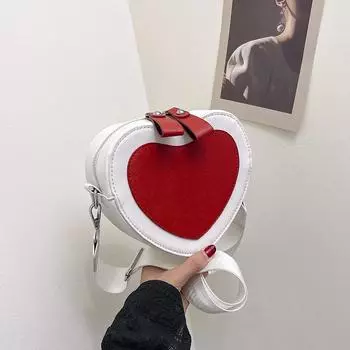 Autumn and winter high-end commuting niche mobile phone crossbody small bag women s new fashion contrasting color heart bag белый
