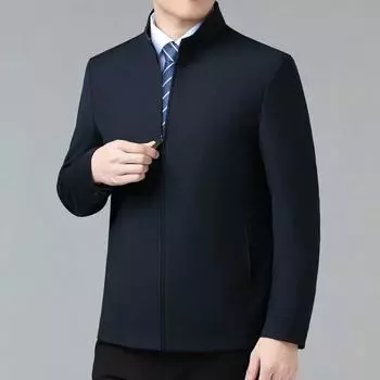 Осенне-зимняя куртка из высококачественной шерсти с воротником-стойкой для мужчин, повседневная деловая куртка для людей среднего возраста, топ для государственных служащих руководящего состава 170