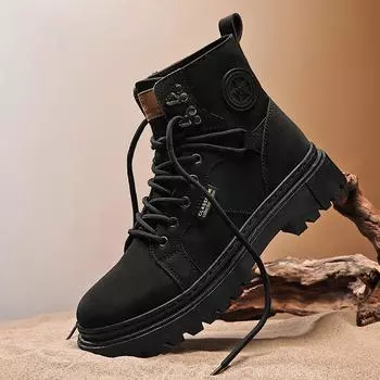 Autumn and winter high-top men s boots 2025 new leather fashion trend Martin boots men s big-headed locomotive shoes tooling boots 39