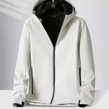 Осенне-зимняя куртка с капюшоном из мягкой ткани, водонепроницаемая мужская бархатная однотонная куртка-кардиган, универсальная повседневная куртка, мужская одежда M