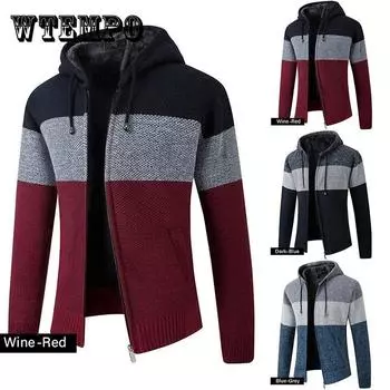 Осенне-зимний свитер с капюшоном, кардиган на молнии, куртка в тон, плюс бархат, толстый теплый свитер, свободная повседневная мужская куртка 3XL