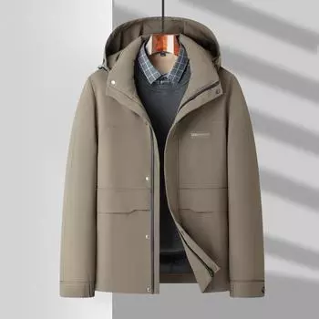 Autumn and Winter Hooded Take-off White Duck Down Warm Thickened Down Cold-proof Jacket for Middle-aged and Young People 170 чёрный