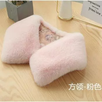 Autumn and winter imitation Rex rabbit hair collar scarf fur collar warm fur artificial fur scarf Pink, Square Neck * Square Neck