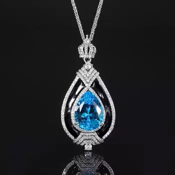 Autumn And Winter Jewelry Copper Bottom Gold-Plated Simulation Red Corundum Retro Water Drop Personalized Pendant Female 13 * 18