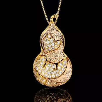 Autumn And Winter Jewelry Explosion Simulation Gold Diamond Safety Gourd Pendant Necklace