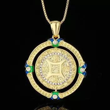 Autumn And Winter Jewelry Lucky Nafu Yellow God Of Wealth Yellow Gold Necklace Rotatable Pendant Necklace