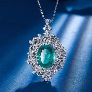 Autumn And Winter Jewelry Retro Simulation Colored Treasure Egg-Shaped Hollow Inlaid Pendant Main Stone 12 * 16