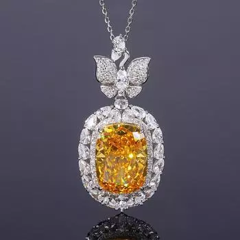 Autumn And Winter Jewelry Silver High Carbon Diamond Butterfly Fat Square Pendant Luxury Set 15 * 20