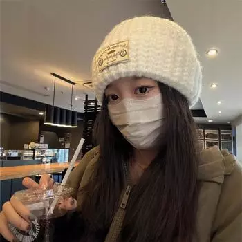 Autumn and winter knitted hat women s big head circumference thickened warm bag head cold hat versatile ear protector small wool hat average size верблюд