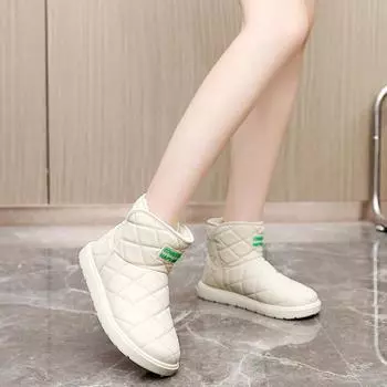 Autumn and Winter Korean Version with Plush High Top Snow Boots, Women s High Top Height Increasing Casual Warm Cotton Shoes 40 белый