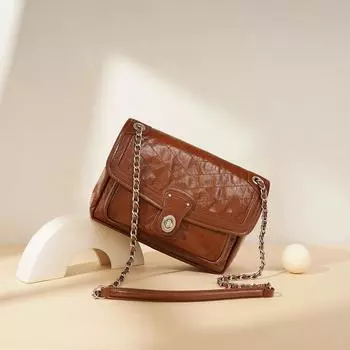 Autumn and Winter Large-capacity Single-shoulder Postman Bag, Diamond-shaped Chain Bag, Women s Crossbody Bag кофейный