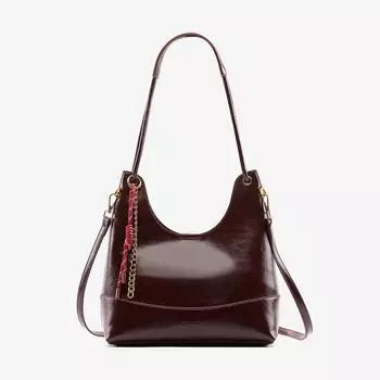 Autumn and Winter Large-capacity Tote Buns with Trendy Oil Wax Skin and Retro Style чёрный