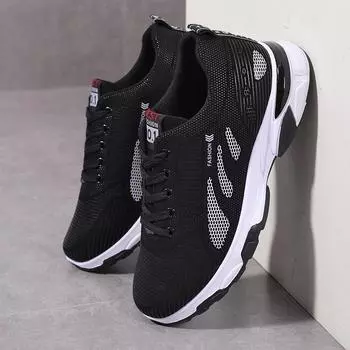 Autumn and winter leather fly woven trendy versatile Korean version breathable running men s sports and leisure shoes 39