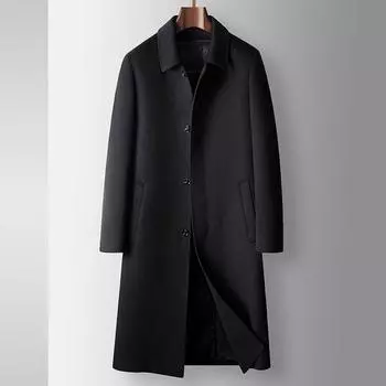 Autumn and Winter Long Executive Lapel Mulberry Silk High Luxury Business Take-off White Goose Down Liner Jacket 170