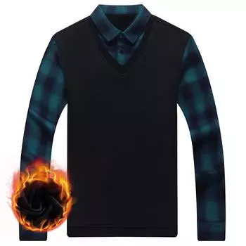 Осенне-зимняя мужская рубашка с длинными рукавами из двух частей, мужская флисовая повседневная мужская нижняя одежда M красный