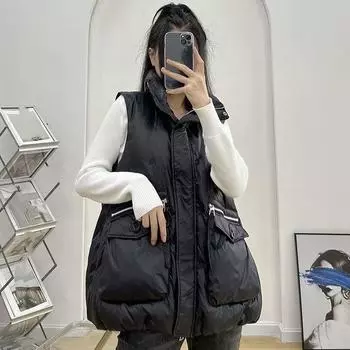 Autumn and Winter Loose Cotton Waistcoat Women s Outer Wear Western Style Fashion Waistcoat Warm Jacket All-match Waistcoat XXXL