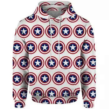 Осенняя и зимняя мужская одежда Цифровая печать Новые толстовки и свитшоты Трендовая одежда Толстовка с капюшоном и принтом «Пятиконечная звезда» S