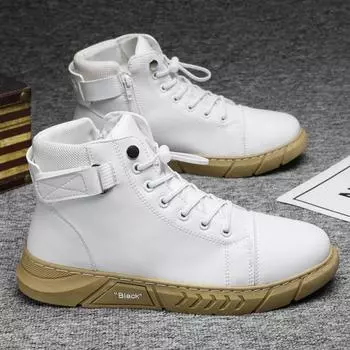 Autumn and winter Martin boots men s shoes British fashion high-top leather shoes casual versatile snow boots versatile outdoor tooling shoes 39 чёрный