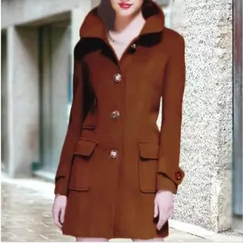 Осенне-зимнее шерстяное женское пальто среднего и длинного размера Шерстяное пальто S
