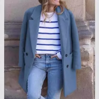 Осенне-зимнее шерстяное женское пальто среднего и длинного размера большого размера S