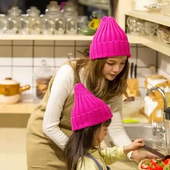 Autumn and Winter Men s and Women s Children s Woolen Hat Flipped Hat Winter Hat Warm Knitted Striped Pointed Hat Parent Child H