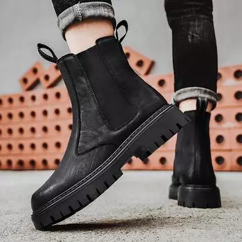 Autumn and winter men s boots Classic and versatile design styles Outdoor motorcycle business NEW office thick soled men s shoes 39 чёрный