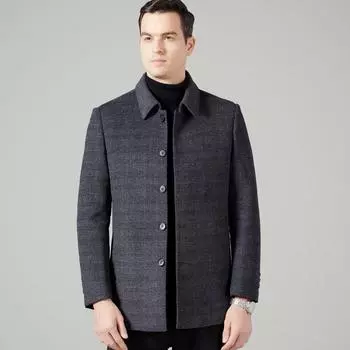 Autumn and winter men s double-sided woolen coat mid-length lapel woolen windbreaker coat dad cashmere jacket 170