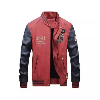Autumn and winter men s leather jacket baseball jersey PU men s jacket M