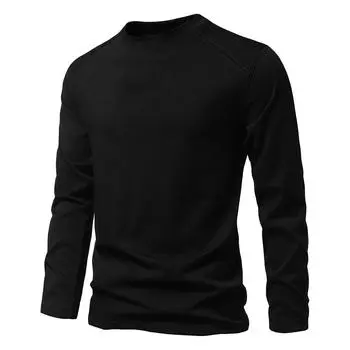Футболка мужская с длинными рукавами, осенне-зимняя, в американском стиле, большого размера, однотонная, дышащая, с круглым вырезом, футболка M белый