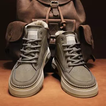 Autumn and winter men s medium-top casual bundle socks shoes student Korean version trendy tooling shoes lace-up board shoes men 39 чёрный