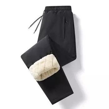Autumn and Winter Men s Plus Size Cotton Trousers, Lamb Velvet, Three-proof, Windproof, Waterproof, Self-heating Patch, Flat Mouth 6XL