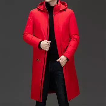 Autumn and Winter Men s Plus Size Padded Thickened Knee Length Zip Hooded Jacket Casual Warm Loose Outdoor Sports Cardigan Outerwear 5XL